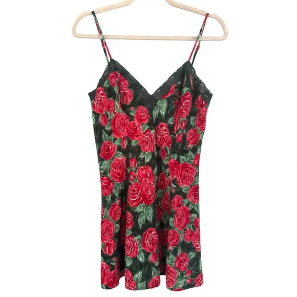 🌹Victoria’s Secret Gold Label Vintage 90’s Rose Satin Slip Mini Dress Small - Picture 1 of 6